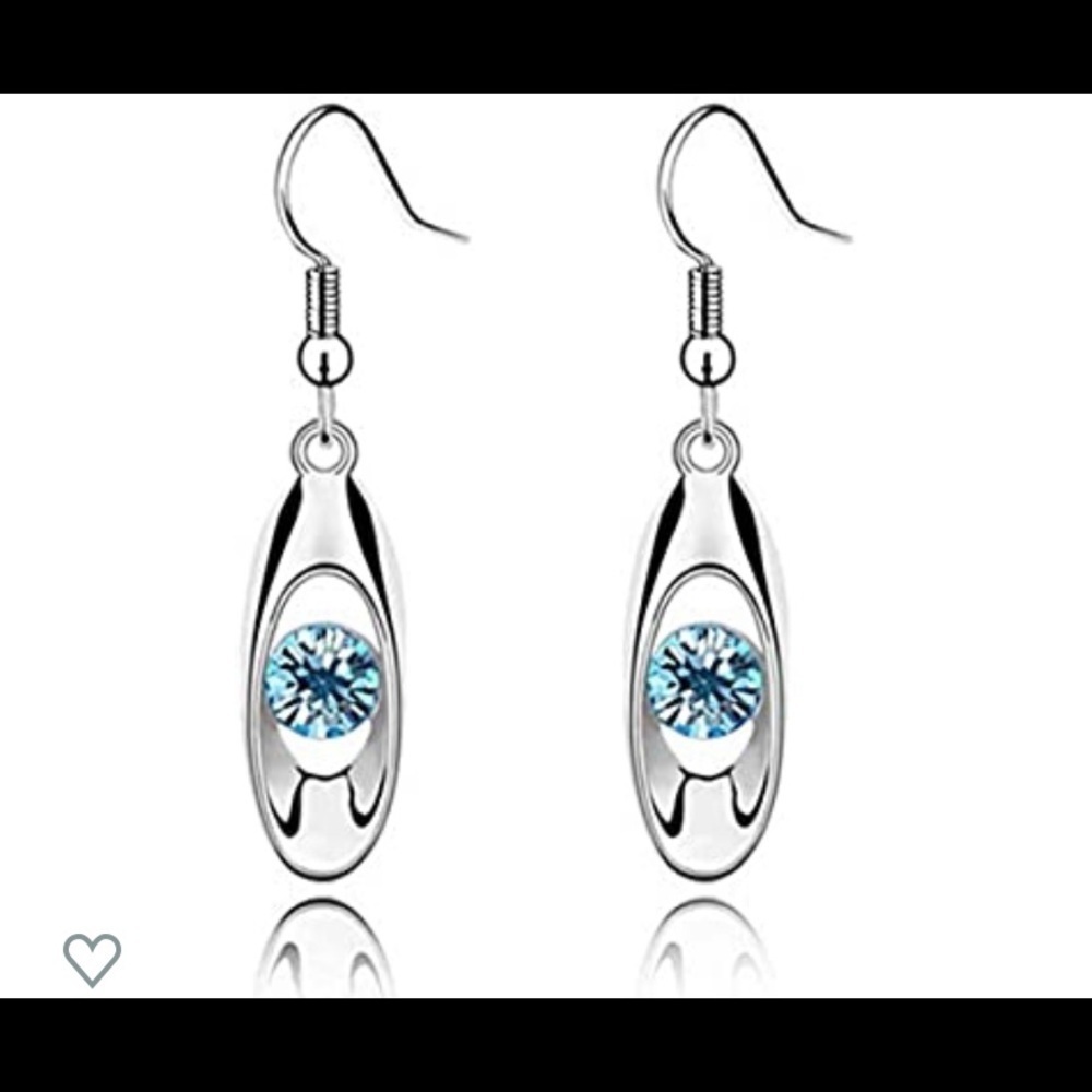 🆕BLUE CRYSTAL DROP OVAL EARRINGS
